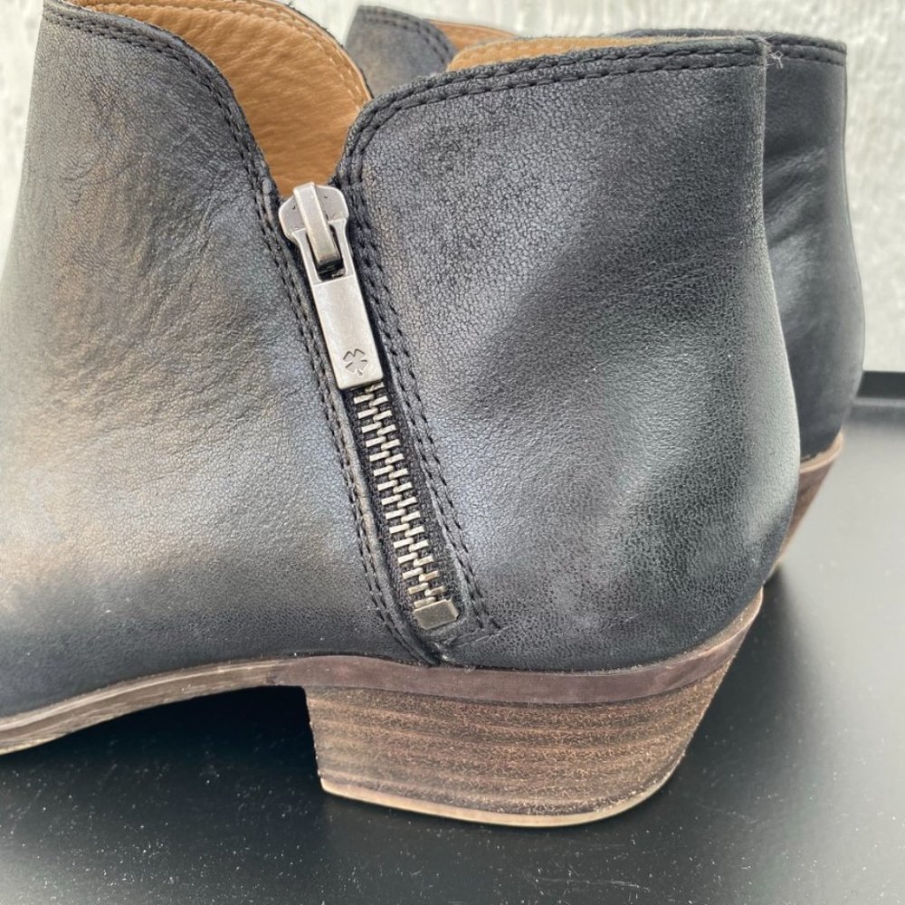 Lucky Brand Burklee Ankle Booties Side Zip Leather Black Size 10 - Picture 6 of 9